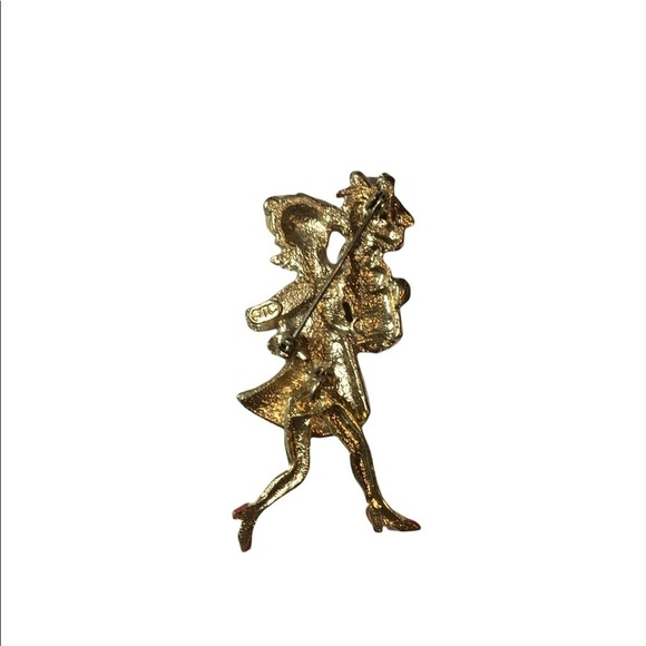 OTC Vintage Brooch pin Lady with packages & movable legs holding gifts - Picture 8 of 9